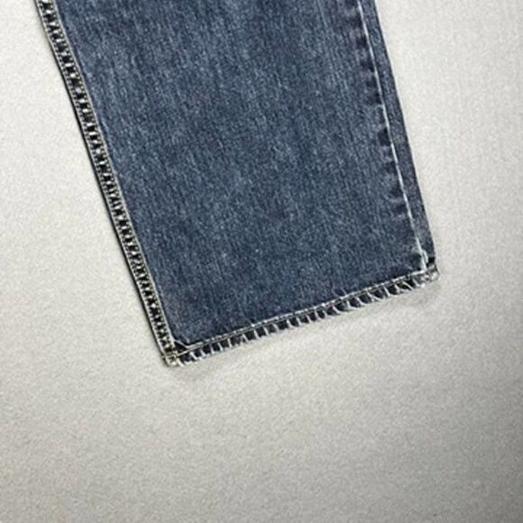 Wrangler Jeans Mens 34x32 Relaxed Straight Dark Wash Cotton Denim Thick Stitch - Picture 8 of 12